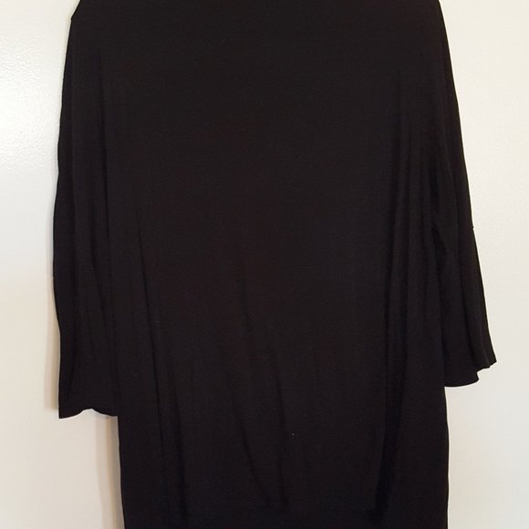 GREEN ENVELOPE Womens Shirt 2X BLACK Lattice Neck - Picture 4 of 4